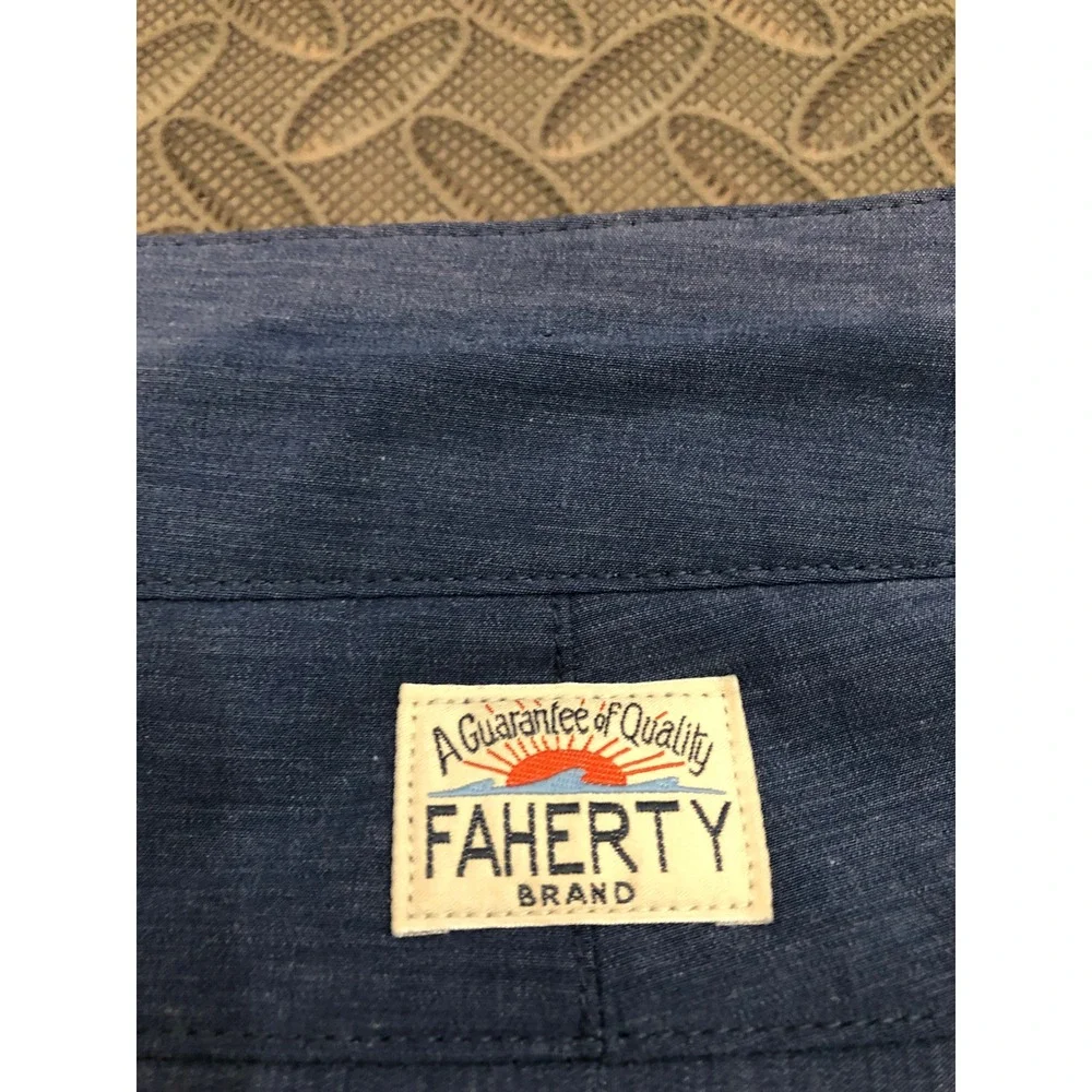 Faherty All Day Shorts Mens 40 Blue Hybrid Stretch Performance MSC0013